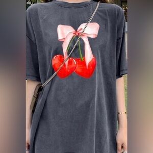 NWOT Ladies cherry valentine tshirt